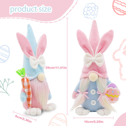 2 pcs Easter Gnomes Plush Easter Bunny Gnomes Decorations for Home