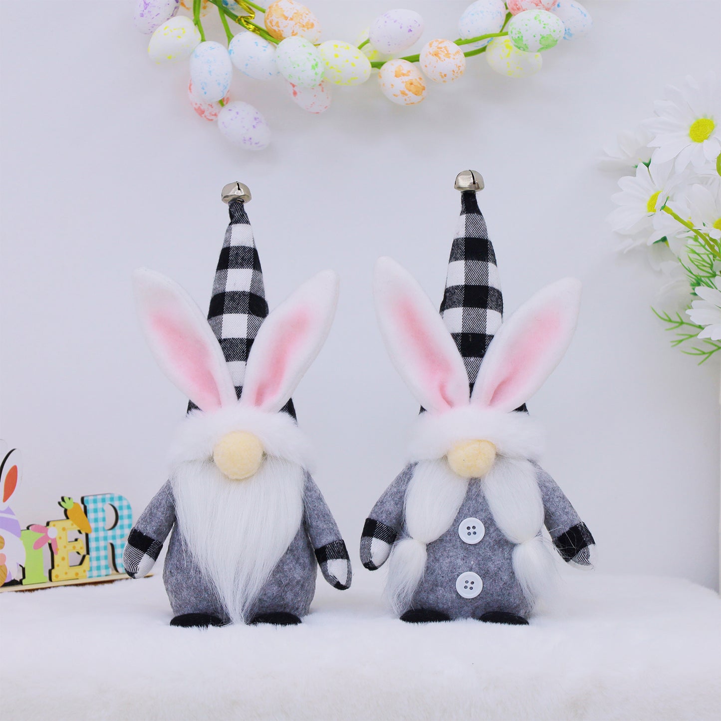 2 Pieces Scandinavian Style Easter Gnome Decorations with Bunny Ears, Multipurpose Room Decor