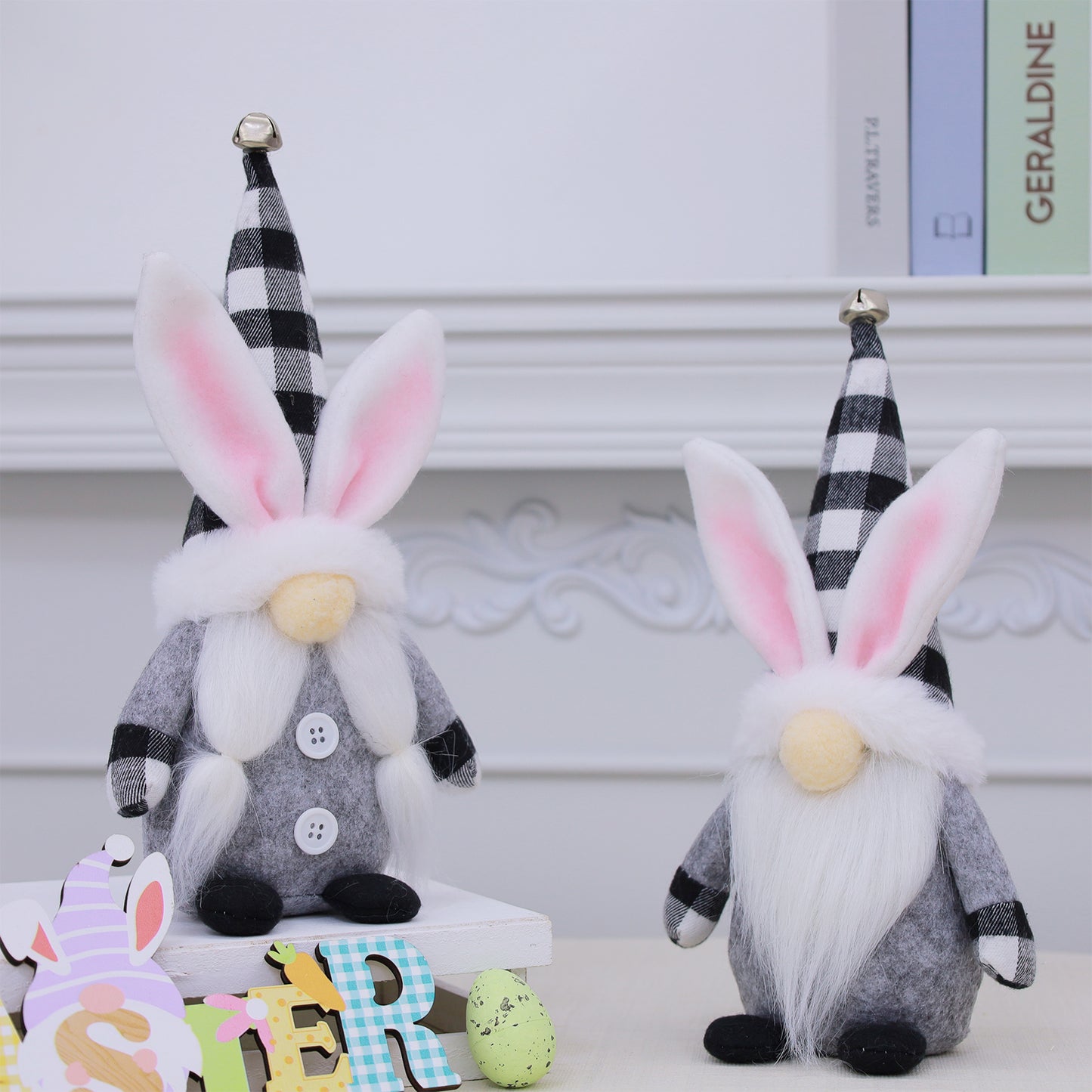 2 Pieces Scandinavian Style Easter Gnome Decorations with Bunny Ears, Multipurpose Room Decor