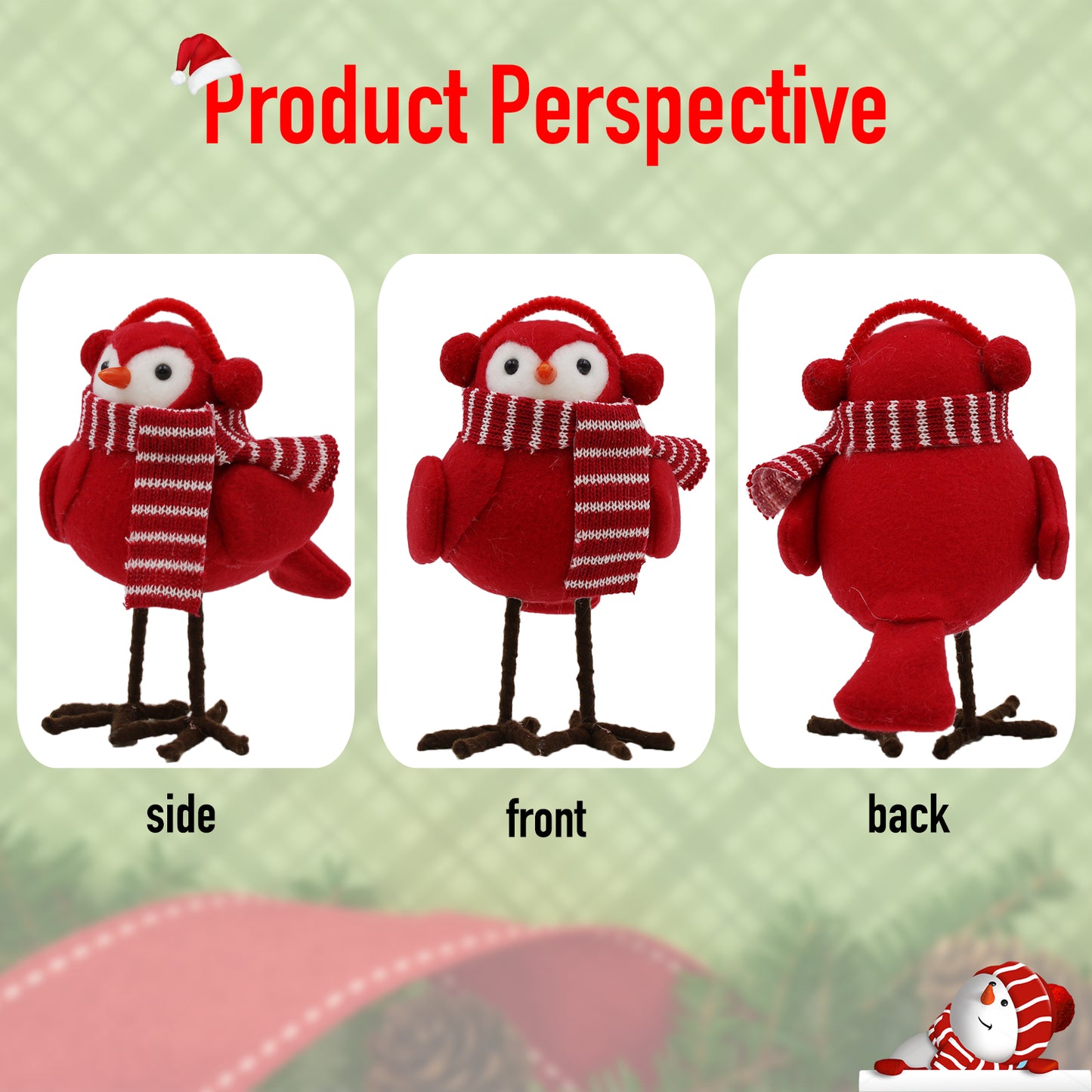 3 Piece Set Christmas Home Decorations Cute Christmas Red Simulation Bird Statue Winter Bird Decoration